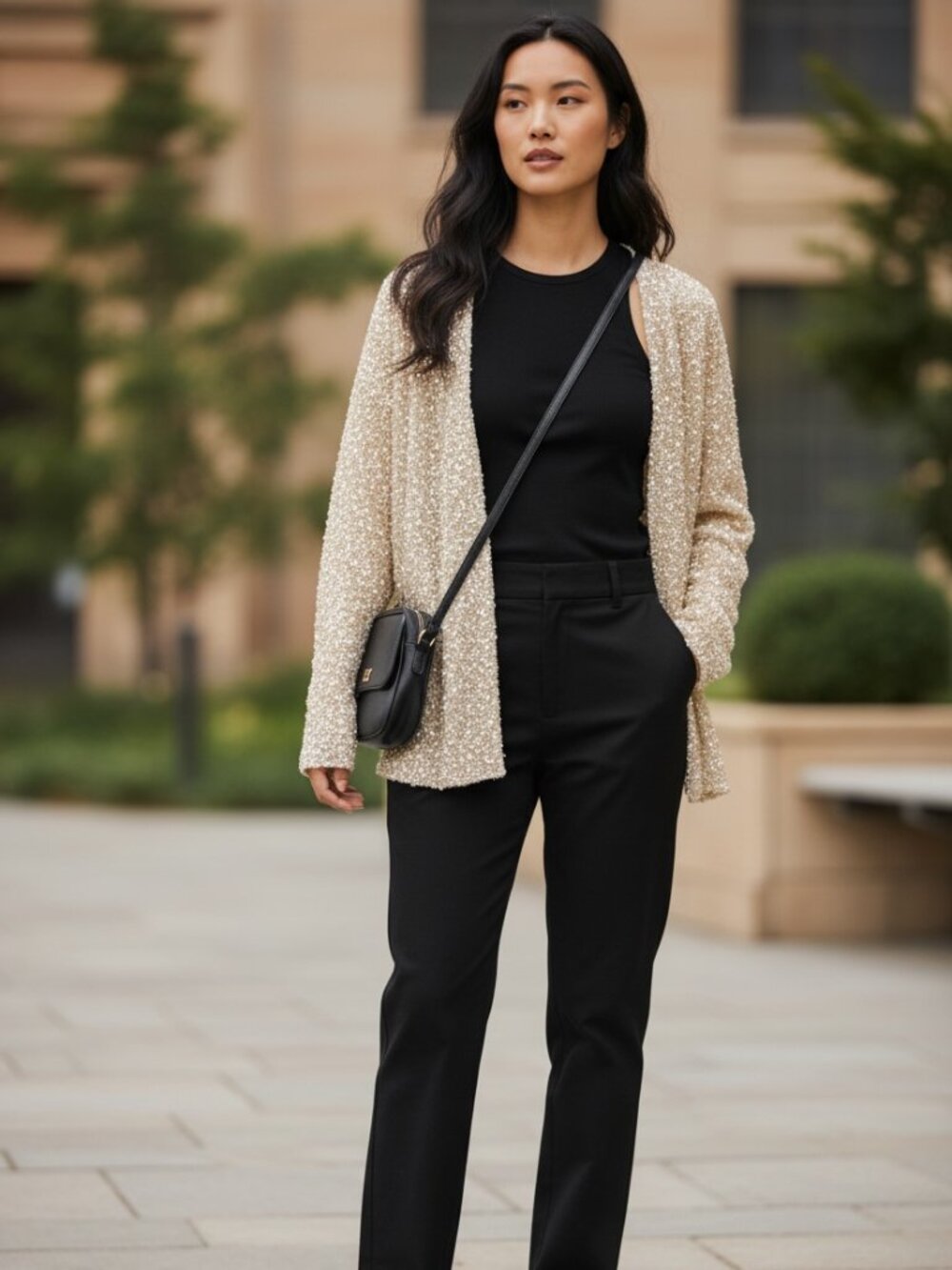 ✨ Donna Karan Gold Sequin 2-Piece Set (Top + Cardigan) ✨